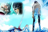 Aokiji is in tears, mourning the loss of his master in One Piece Chapter 1089.